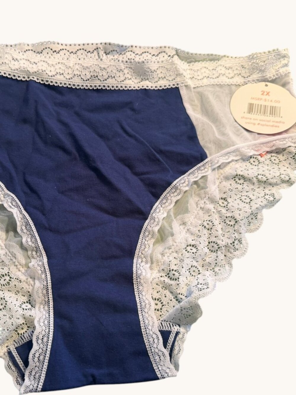 NWT Splendies Blue & Ivory Lacey Panty Size 2X